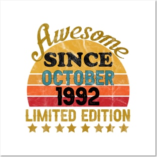 Awesome Since October 1992 29 Year Old 29th Birthday gift T-Shirt Posters and Art